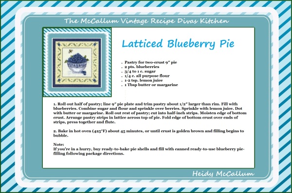 Vintage Latticed Blueberry Pie By McCallum Vintage Recipe Divas