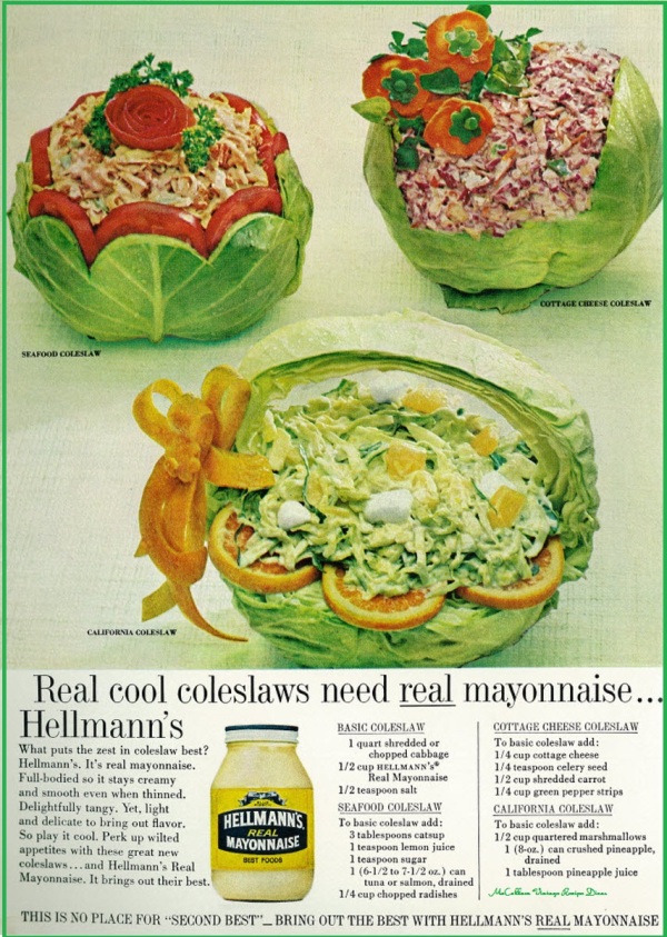 Hellmans Ad With 4 Recipes from June  1966 Woman's Day Magazine 