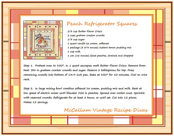 Peach Refrigerator Squares McCallum Vintage Recipe Divas
