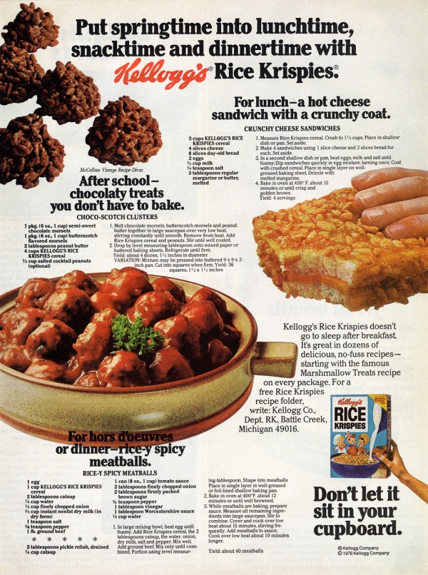 1976 Kellogg Retro Recipe ad