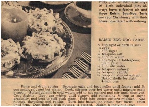 Raisin Egg Nog Tarts Recipe