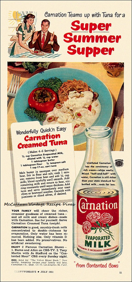 Carnation Creamed Tuna Recipe Ad 
