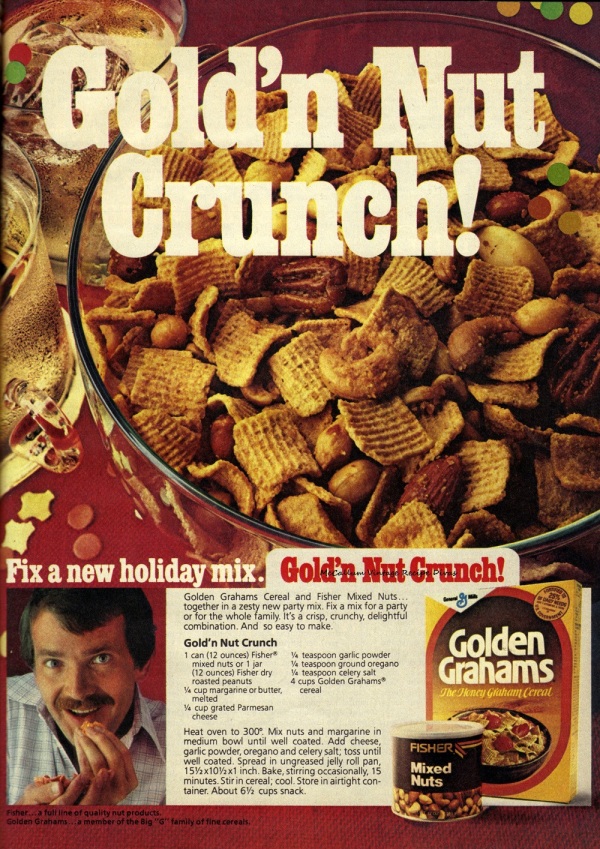Gold'n Nut Crunch Snack Mix recipe, Nov., 1978.